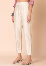 Indya Ivory Smocked Back Fitted Pants Extra Large Size