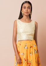 Indya Ivory Sequin Shimmer Crop Top Medium Size ( Only Blouse)