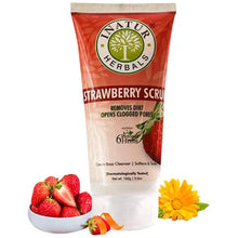 Buy 2 Get 1 Free INATUR Strawberry Face Scrub - 6 Precious Herbs, Removes Dirt Opens Clogged Pores, Softens & Tones, Free from Paraben & Sulphate, 150 g