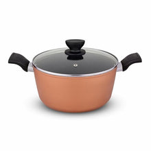 UCOOK by United Ekta Engg. Non-Stick Forged Aluminium Induction Casserole with Glass Lid 5 Litre, Black and Gold Spatter Finish
