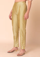 Indya Gold Smocked Back Fitted Pants Large Size