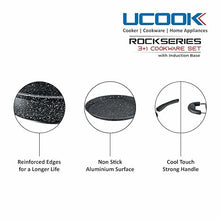 Ucook COOKWARE- UCOOK ROCK SERIES NS SET 3+1PCS(DEEP KADHAI+FRYPAN+TAVA+1GLASS LID)