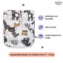 Super Bottoms Baby Pure Needs Cloth Diaper for babies from 0 to 3 years |Reusable, Washable & Leakproof Diaper| Super Absorbent & Adjustable free size diaper with dry feel layer |Babies from 5-18 kg(Safari Stripes)