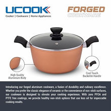 UCOOK by United Ekta Engg. Non-Stick Forged Aluminium Induction Casserole with Glass Lid 5 Litre, Black and Gold Spatter Finish