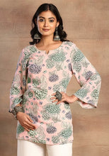 Indya Light Pink Botanical Floral Print Short Kurta  (Only Kurta)