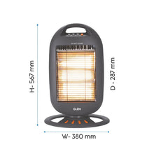 Glen Electric Halogen Room Heater with 3 Heat Settings Grey