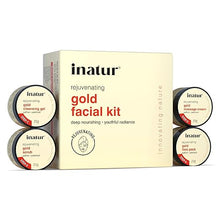 inatur Gold Facial Kit | 4 Steps for Skin Rejuvenating Deep Nourishing Anti-aging Radiance | Natural & Vegan | With Saffron, Hibiscus, Patchouli & Almond Oil | For All Skin Types | 100g