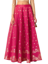Indya Hot Pink Foil Print Lehenga Skirt Small Size (Only Skirt)