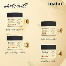 inatur Gold Facial Kit | 4 Steps for Skin Rejuvenating Deep Nourishing Anti-aging Radiance | Natural & Vegan | With Saffron, Hibiscus, Patchouli & Almond Oil | For All Skin Types | 100g