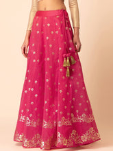 Indya Hot Pink Foil Print Lehenga Skirt Small Size (Only Skirt)