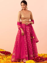 Indya Hot Pink Foil Print Lehenga Skirt Small Size (Only Skirt)