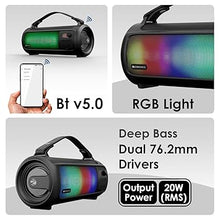 ZEBRONICS Rocket 500 20W Output, Portable Wireless Speaker with Bluetooth, TWS, 15h Backup, FM Radio, USB, AUX, 6.3mm Wired Mic Support, RGB Lights, Detachable Carry Strap