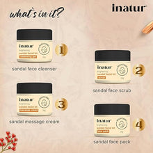 inatur Sandal Facial Kit - 4 Steps Regimen to Remove Tan, Brighten Skin, and Even Complexion | Natural, Vegan, cruelty-free | 100g