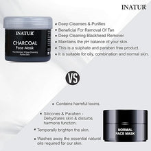 Buy 2 Get 1 Free INATUR Charcoal Face Mask, Deep Cleansing, Blackheads Remover, Skin Purifying, Unclogs Pores, Removes Blackheads, Best for oily skin 125g