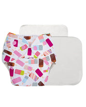 SuperBottoms Basic Pocket Diaper with 2 Inserts Ice Cream Print - White Pink
