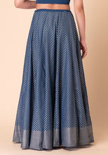 Indya Blue Foil Print Kalidar Lehenga Skirt XL Size (Skirt Only)