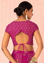 Indya Pink Foil Print Sweetheart Neck Blouse Large Size (Only blouse)