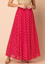 Indya Dark Pink Foil Print Kalidar Lehenga Skirt Small Size ( Only Skirt)