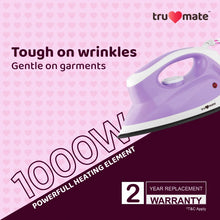 trumate trucrease dry iron 1000W with non-stick PTFE Soleplate – Purple