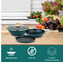 UCOOK Forged Nonstick 3+1 Induction Cookware Set (Kadai, Frypan, Dosa Tava, Glass Lid)