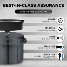 Preethi Hard Anodised Pressure Cooker with Spill Splash Shield 2L Outer Lid Induction Bottom Pressure Cooker