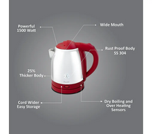 Preethi Armour Electric Kettle (red) 1500-Watt (Size 1.2 / 1.5 / 1.8)