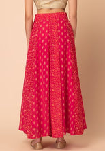 Indya Dark Pink Foil Print Kalidar Lehenga Skirt Small Size ( Only Skirt)