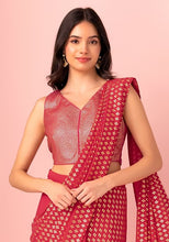 Indya Hot Pink Sequin Stripe Embroidered Blouse Large Size