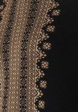 Indya Black And Beige Geometric Panel Woollen Kurta Medium Size