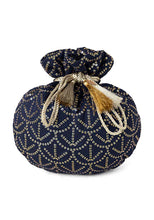 Indya Navy Blue Sequin Embroidered Potli