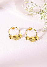 Indya Gold Finish Textured Circular Stud Earrings