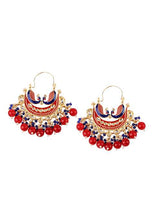 Indya Gold Finish Meenakari And Turquoise Bead Chandbali Earrings