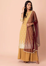 Indya Maroon Lace Detail Mesh Dupatta