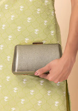 Indya Grey Metallic Frame Clutch