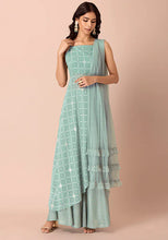 Indya Sea Foam Gota Frilled Mesh Dupatta