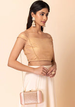 Indya Rose Gold Embellished Rectangular Clutch