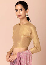 Indya Gold Textured Lycra Blouse Small
