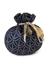 Indya Navy Blue Sequin Embroidered Potli