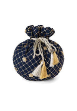 Indya Navy Blue Sequin And Zari Embroidered Potli