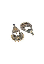 Indya Dual Tone Blue Stone Mini Dangler Earrings