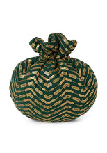Indya Dark Green Chevron Sequin And Zari Potli