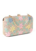 Indya White Bead Embroidered Clutch
