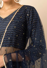 Indya Navy Mukaish Kingari Gota Mesh Dupatta