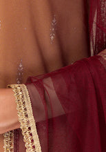 Indya Maroon Lace Detail Mesh Dupatta