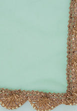 Indya Net Dupatta With Scallop Trim - Mint