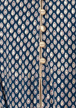 Indya Teal Blue Ajrakh Foil Print Front Slit Kurta L Blue (only Kurta )