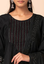 Indya Grey Sequin Embroidered Chanderi Dupatta