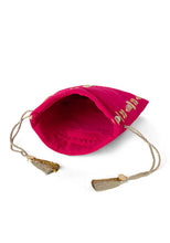 Indya Hot Pink Zari And Gota Embroidered Potli