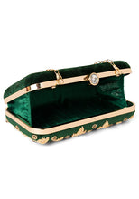 Indya Dark Green Zardosi Embroidered Clutch