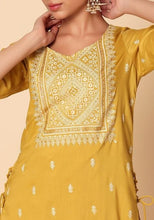 Indya Mustard Yellow Foil Print Double Layered Muslin Kurta (Medium) Only Kurta